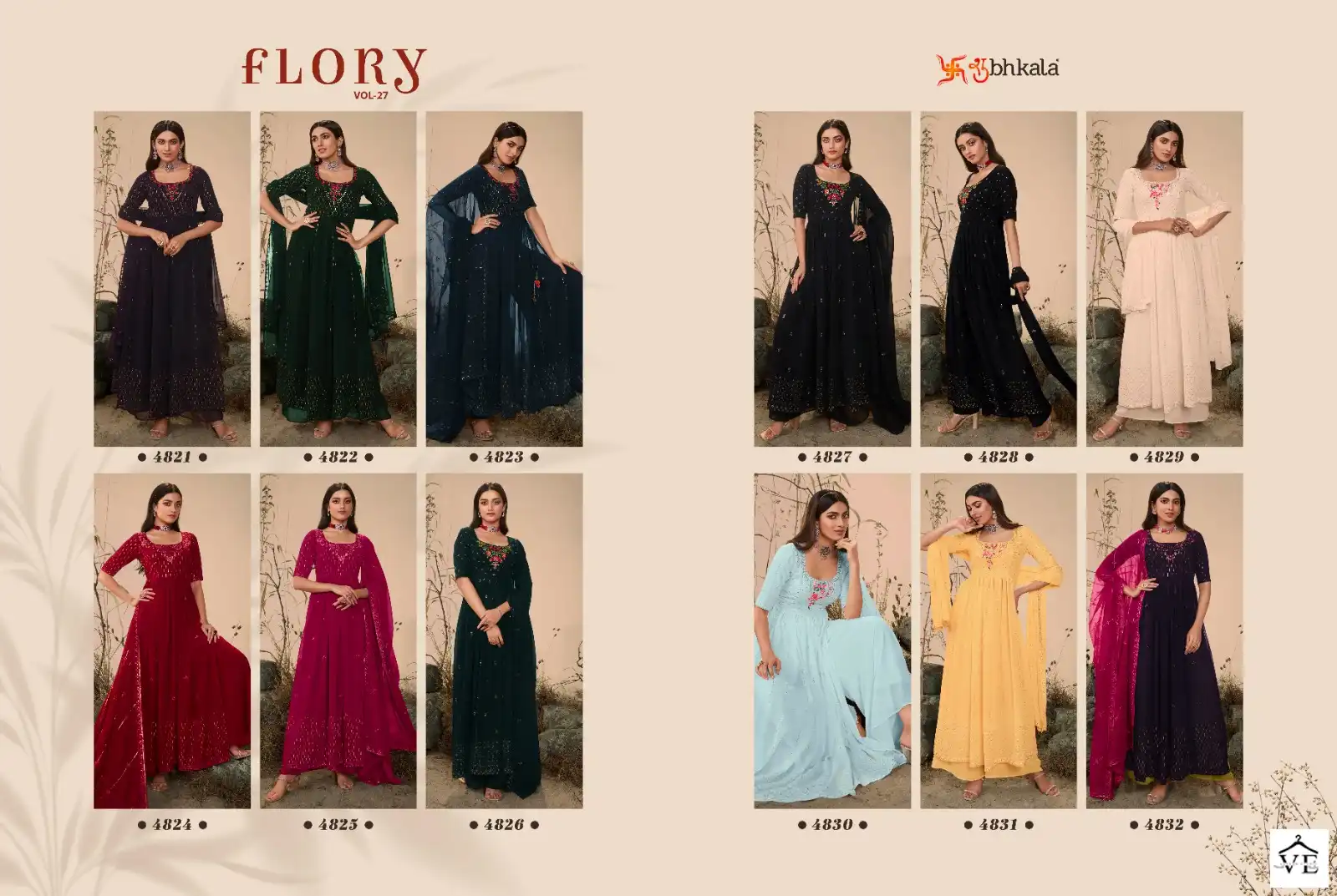 Shubhkala Flory Vol 27 Georgette Wholesale Designer Readymade Suit Catalog — Wholesale Salwar Suits, MPA wholesale from Surat - Gallery Image 7