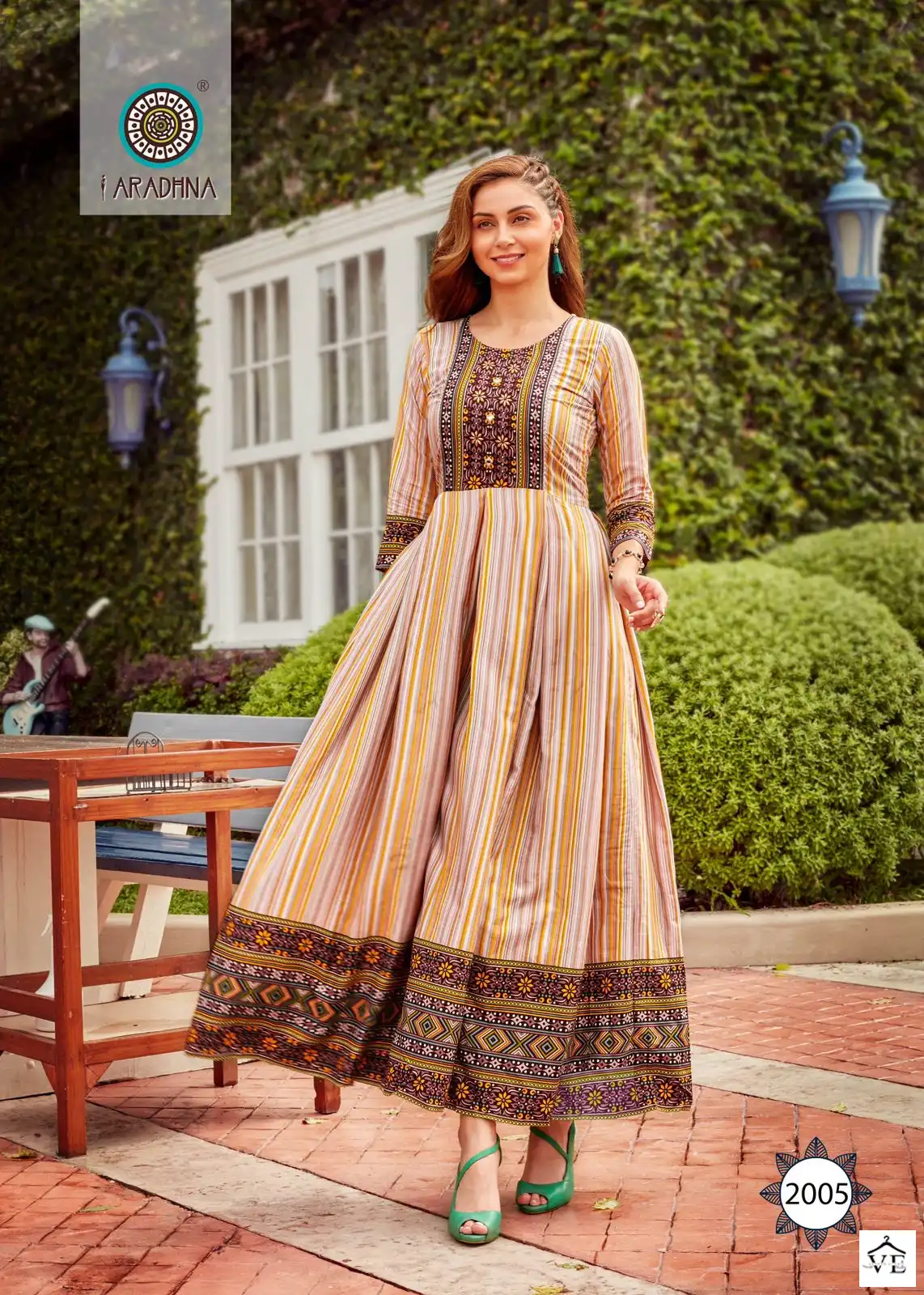 Aradhna Fashion Stripy Vol 2 Rayon Wholesale Anarkali Kurti Catalog — Wholesale Kurtis, MPA wholesale from Surat — view 9