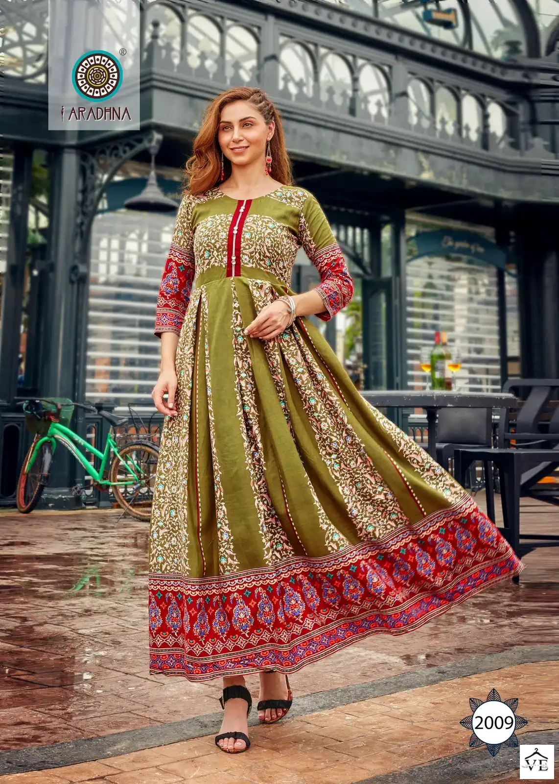 Aradhna Fashion Stripy Vol 2 Rayon Wholesale Anarkali Kurti Catalog — Wholesale Kurtis, MPA wholesale from Surat — view 10