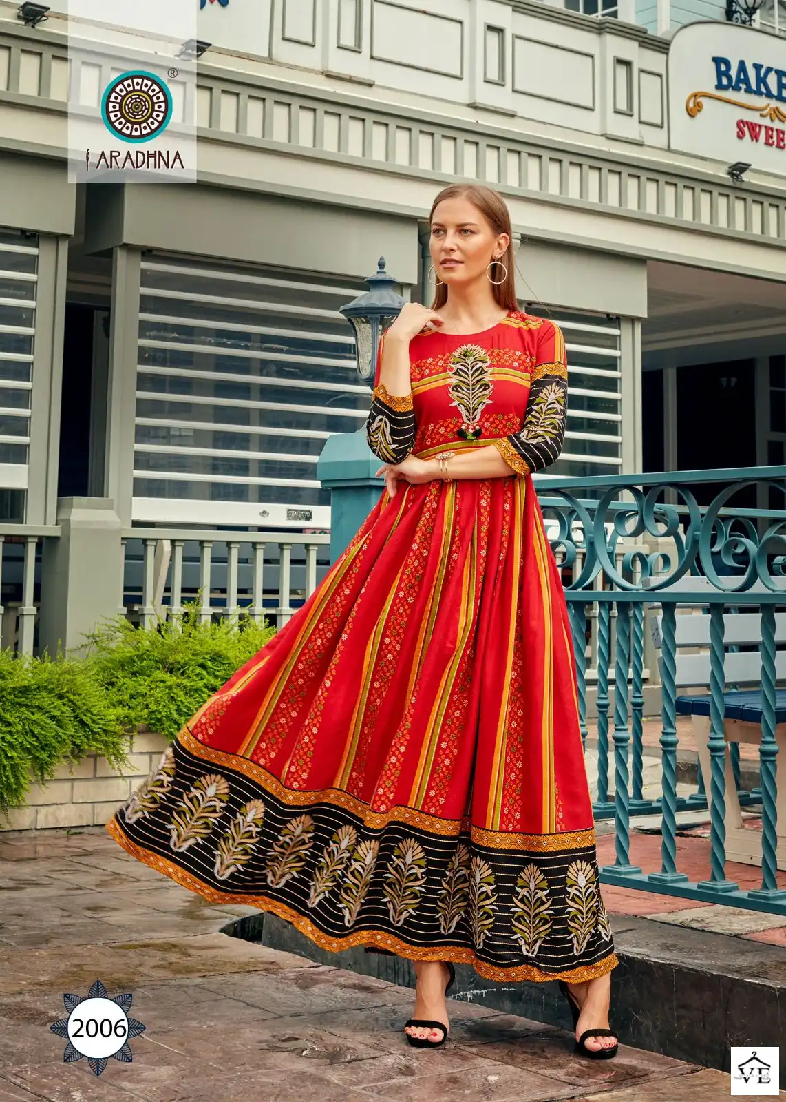 Aradhna Fashion Stripy Vol 2 Rayon Wholesale Anarkali Kurti Catalog — Wholesale Kurtis, MPA wholesale from Surat — view 11