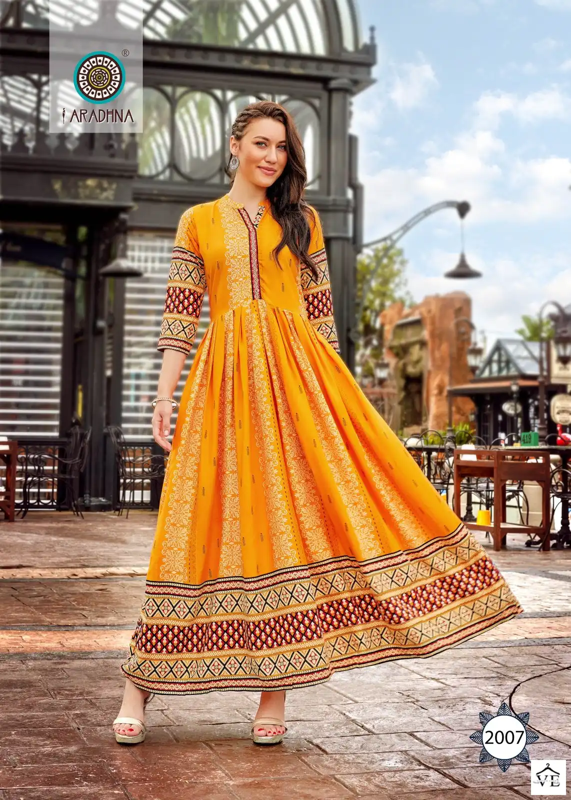 Aradhna Fashion Stripy Vol 2 Rayon Wholesale Anarkali Kurti Catalog — Wholesale Kurtis, MPA wholesale from Surat — view 12