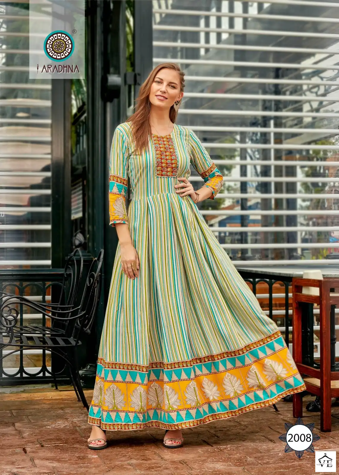 Aradhna Fashion Stripy Vol 2 Rayon Wholesale Anarkali Kurti Catalog — Wholesale Kurtis, MPA wholesale from Surat — view 2