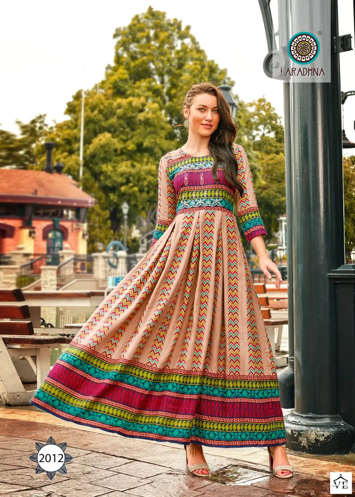 Aradhna Fashion Stripy Vol 2 Rayon Wholesale Anarkali Kurti Catalog — Wholesale Kurtis, MPA wholesale from Surat — view 5