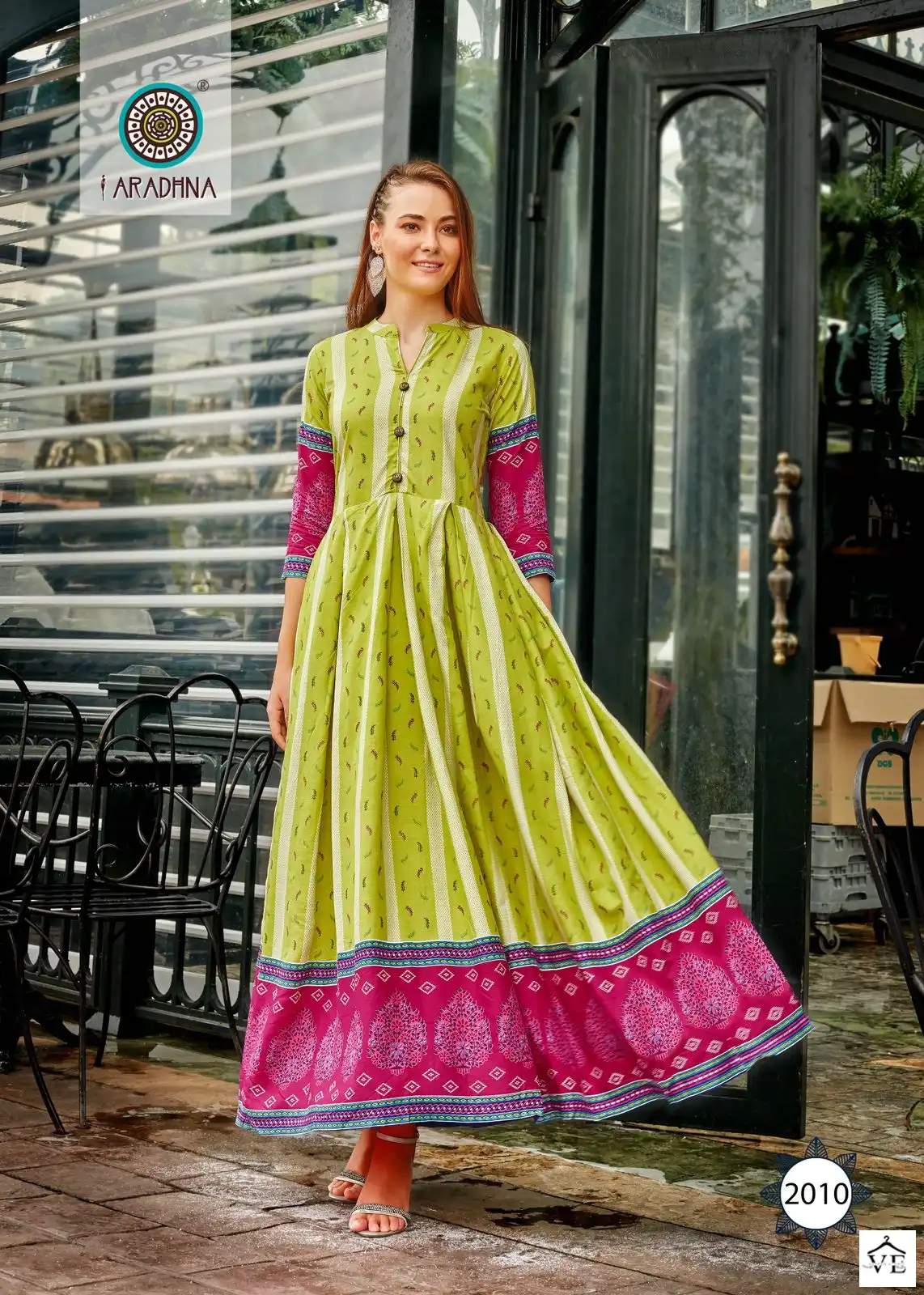 Aradhna Fashion Stripy Vol 2 Rayon Wholesale Anarkali Kurti Catalog — Wholesale Kurtis, MPA wholesale from Surat — view 6