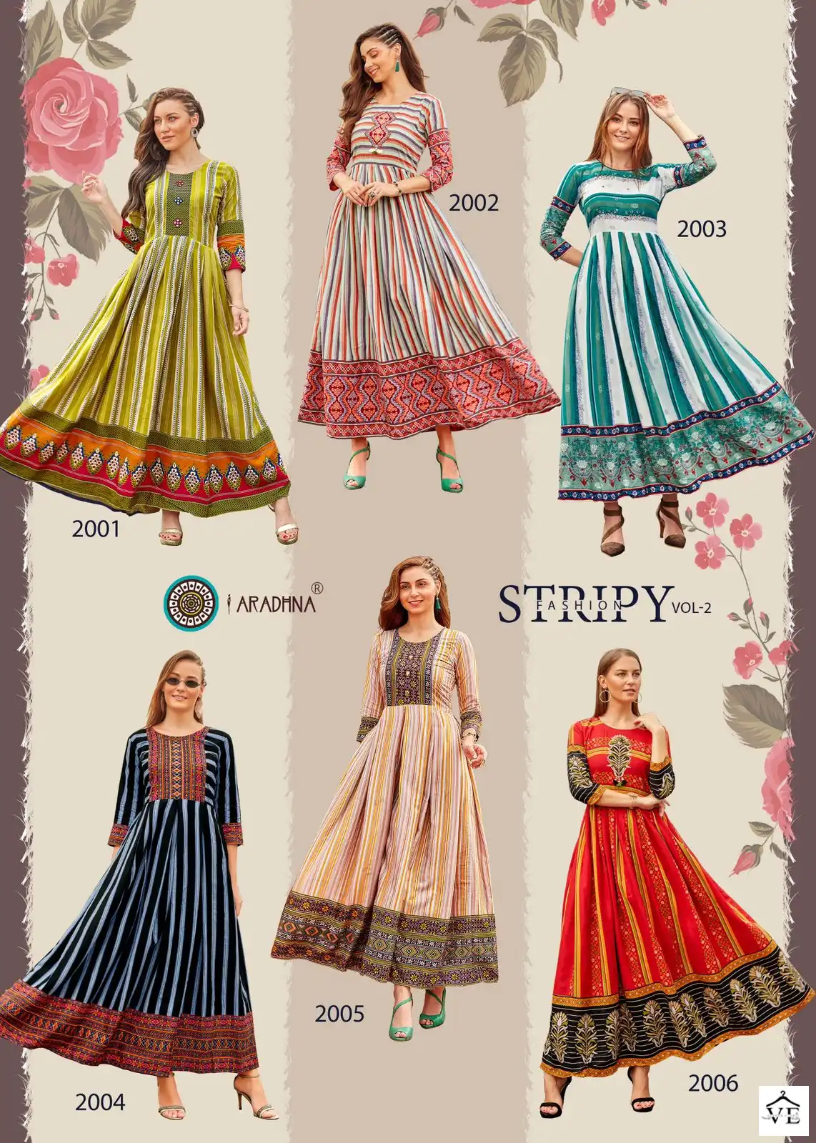 Aradhna Fashion Stripy Vol 2 Rayon Wholesale Anarkali Kurti Catalog — Wholesale Kurtis, MPA wholesale from Surat — view 13