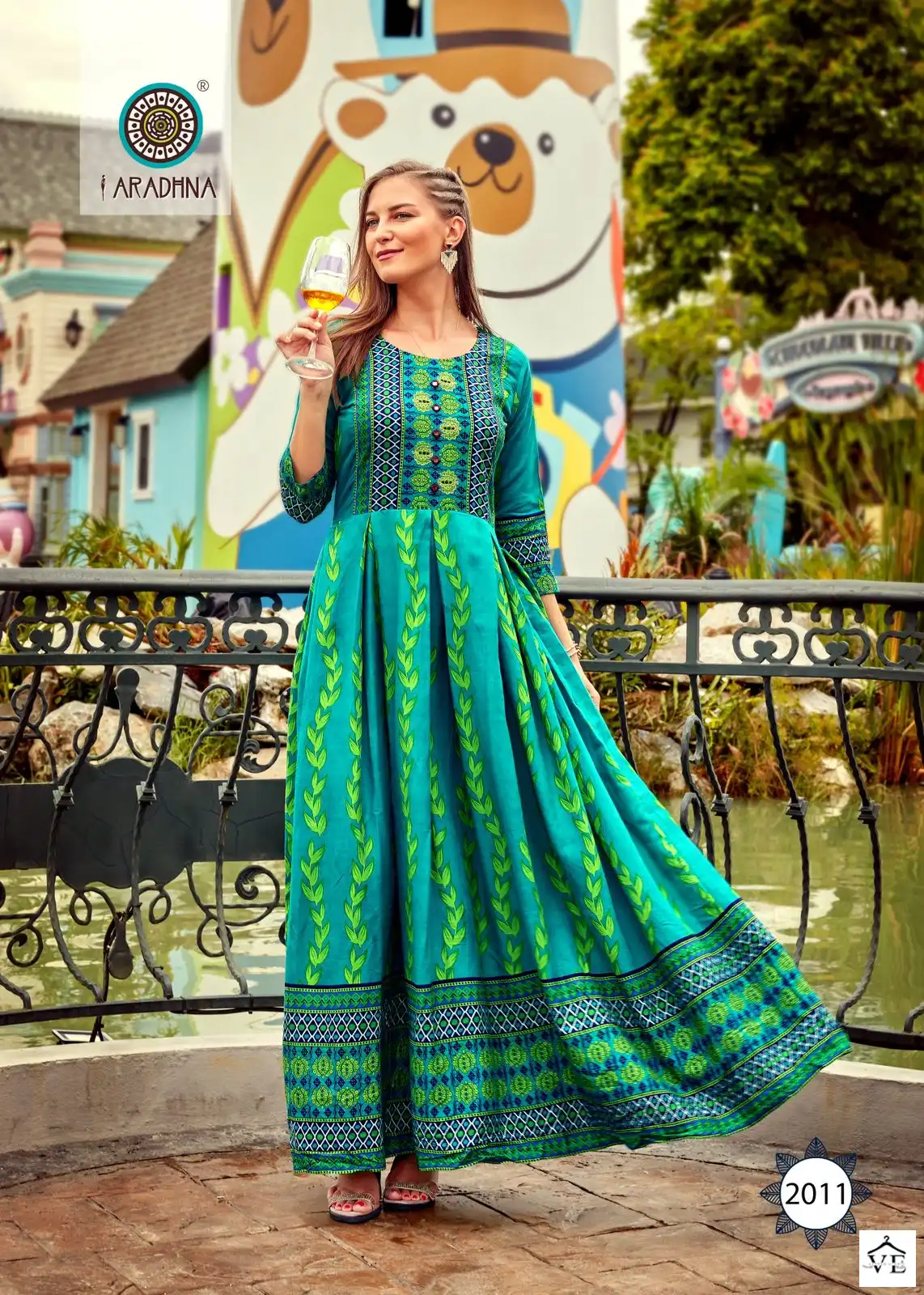 Aradhna Fashion Stripy Vol 2 Rayon Wholesale Anarkali Kurti Catalog — Wholesale Kurtis, MPA wholesale from Surat — view 7