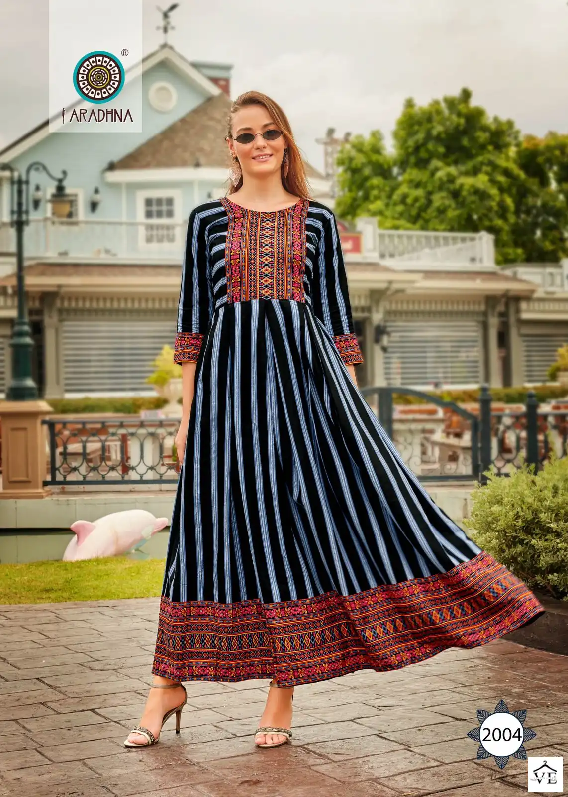 Aradhna Fashion Stripy Vol 2 Rayon Wholesale Anarkali Kurti Catalog — Wholesale Kurtis, MPA wholesale from Surat — view 8