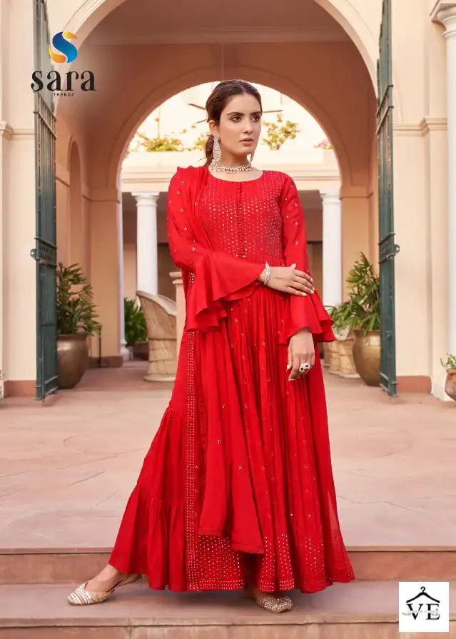 Sara Trendz Glamour Chinon Wholesale Designer Suits Catalog — Wholesale Salwar Suits, MPA wholesale from Surat - Gallery Image 4