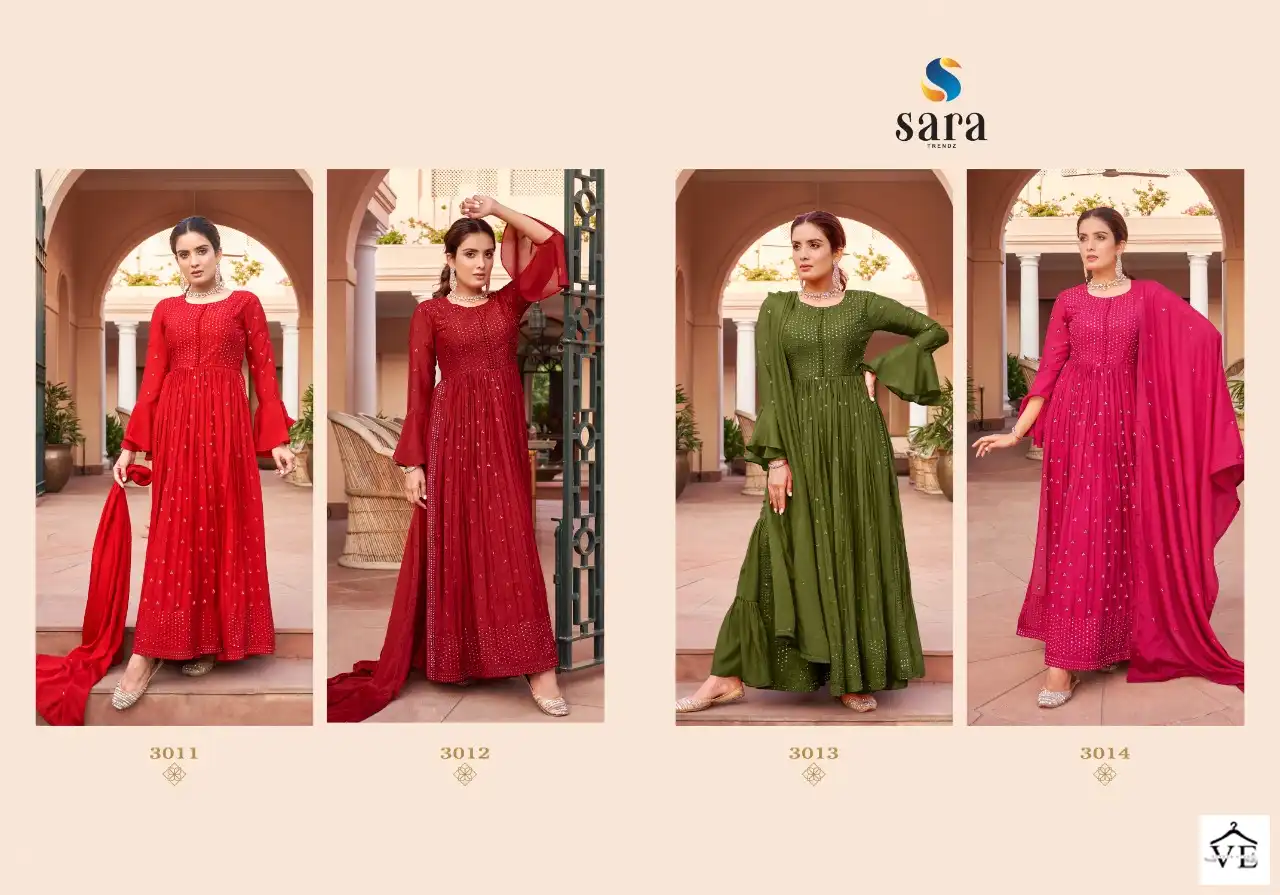 Sara Trendz Glamour Chinon Wholesale Designer Suits Catalog — Wholesale Salwar Suits, MPA wholesale from Surat — view 5