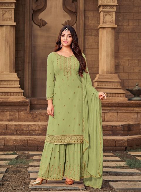 Mrudangi Gulabo Heavy Faux Georgette Wholesale Sharara Salwar Suit Catalog — Wholesale Salwar Suits, MPA wholesale from Surat - Gallery Image 2