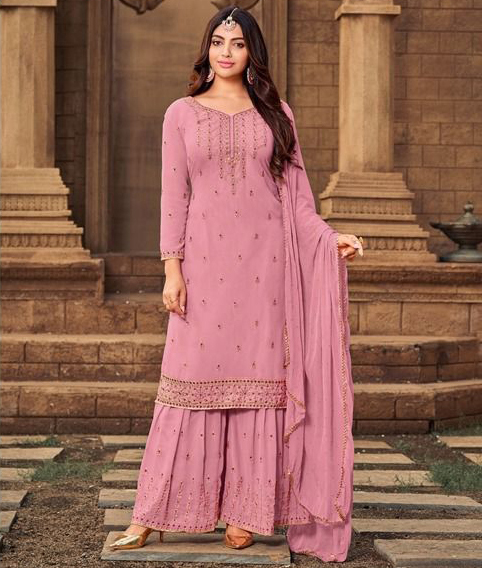 Mrudangi Gulabo Heavy Faux Georgette Wholesale Sharara Salwar Suit Catalog — Wholesale Salwar Suits, MPA wholesale from Surat — view 1