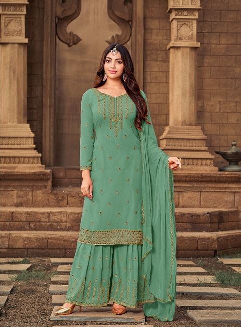 Mrudangi Gulabo Heavy Faux Georgette Wholesale Sharara Salwar Suit Catalog — Wholesale Salwar Suits, MPA wholesale from Surat - Gallery Image 4