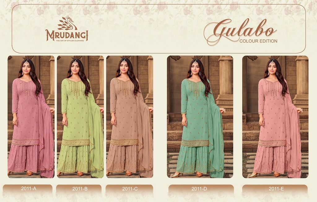 Mrudangi Gulabo Heavy Faux Georgette Wholesale Sharara Salwar Suit Catalog — Wholesale Salwar Suits, MPA wholesale from Surat — view 6