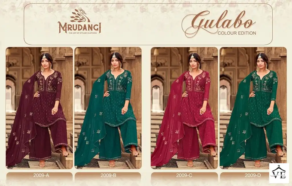 Mrudangi Gulabo-A Heavy Faux Georgette Wholesale Sharara Salwar Suit Catalog — Wholesale Salwar Suits, MPA wholesale from Surat — view 5