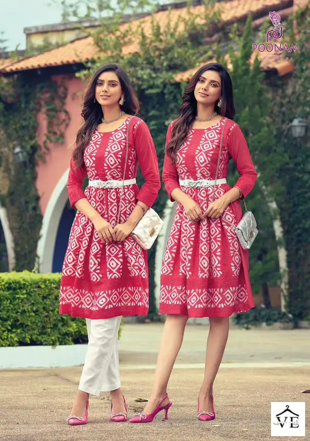 Poonam Designer Glory Pure Soft Viscose Wholesale Kurti With Belt Catalog — Wholesale Kurtis, MPA wholesale from Surat - Gallery Image 4