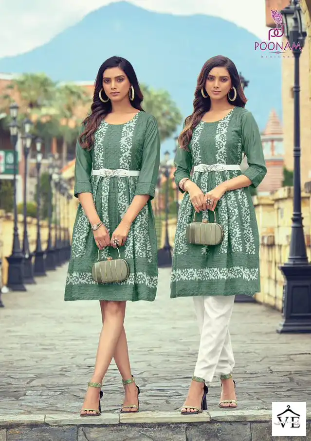 Poonam Designer Glory Pure Soft Viscose Wholesale Kurti With Belt Catalog — Wholesale Kurtis, MPA wholesale from Surat - Gallery Image 7