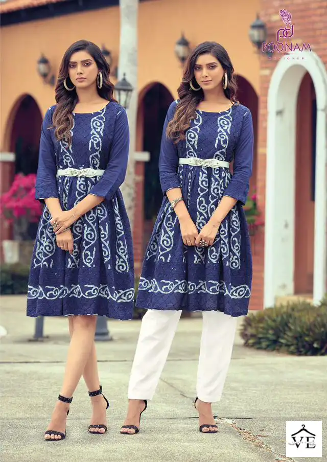 Poonam Designer Glory Pure Soft Viscose Wholesale Kurti With Belt Catalog — Wholesale Kurtis, MPA wholesale from Surat - Gallery Image 2