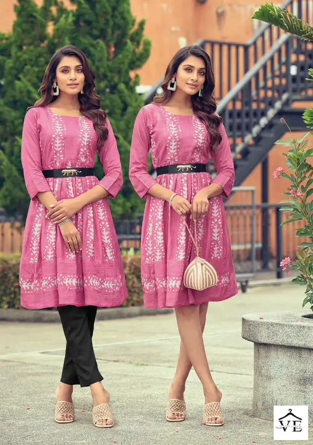 Poonam Designer Glory Pure Soft Viscose Wholesale Kurti With Belt Catalog — Wholesale Kurtis, MPA wholesale from Surat - Gallery Image 3