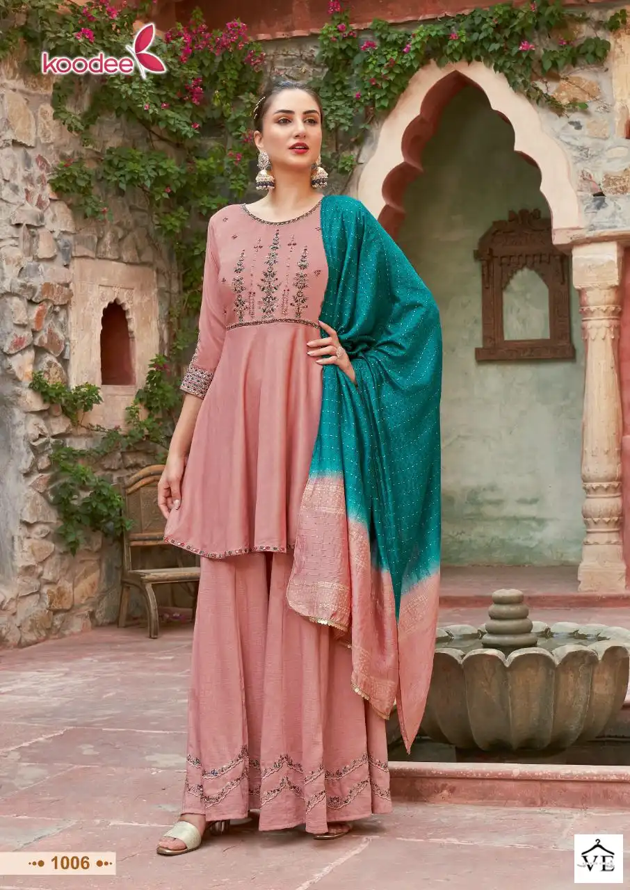 Koodee Gulabo-3 Chinon Slub Wholesale Readymade Suits Catalog — Wholesale Salwar Suits, MPA wholesale from Surat - Gallery Image 4