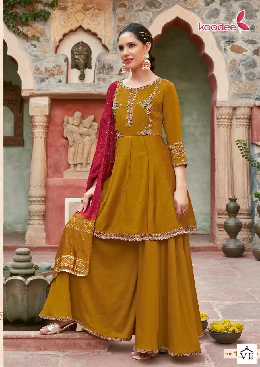 Koodee Gulabo-3 Chinon Slub Wholesale Readymade Suits Catalog — Wholesale Salwar Suits, MPA wholesale from Surat - Gallery Image 5