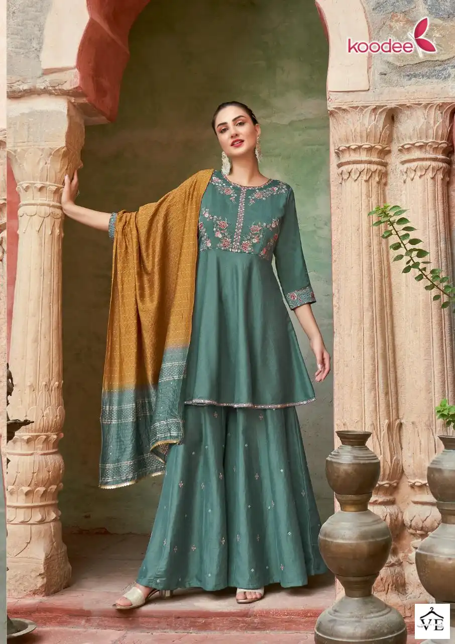 Koodee Gulabo-3 Chinon Slub Wholesale Readymade Suits Catalog — Wholesale Salwar Suits, MPA wholesale from Surat - Gallery Image 2
