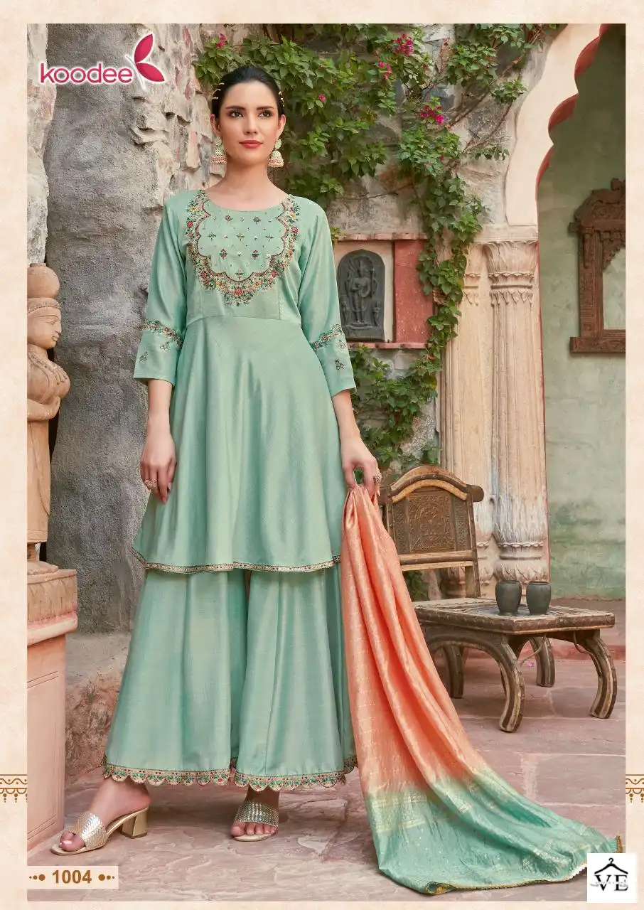 Koodee Gulabo-3 Chinon Slub Wholesale Readymade Suits Catalog — Wholesale Salwar Suits, MPA wholesale from Surat - Gallery Image 3