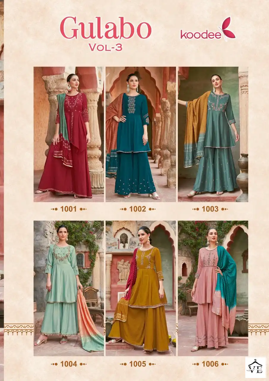 Koodee Gulabo-3 Chinon Slub Wholesale Readymade Suits Catalog — Wholesale Salwar Suits, MPA wholesale from Surat — view 7