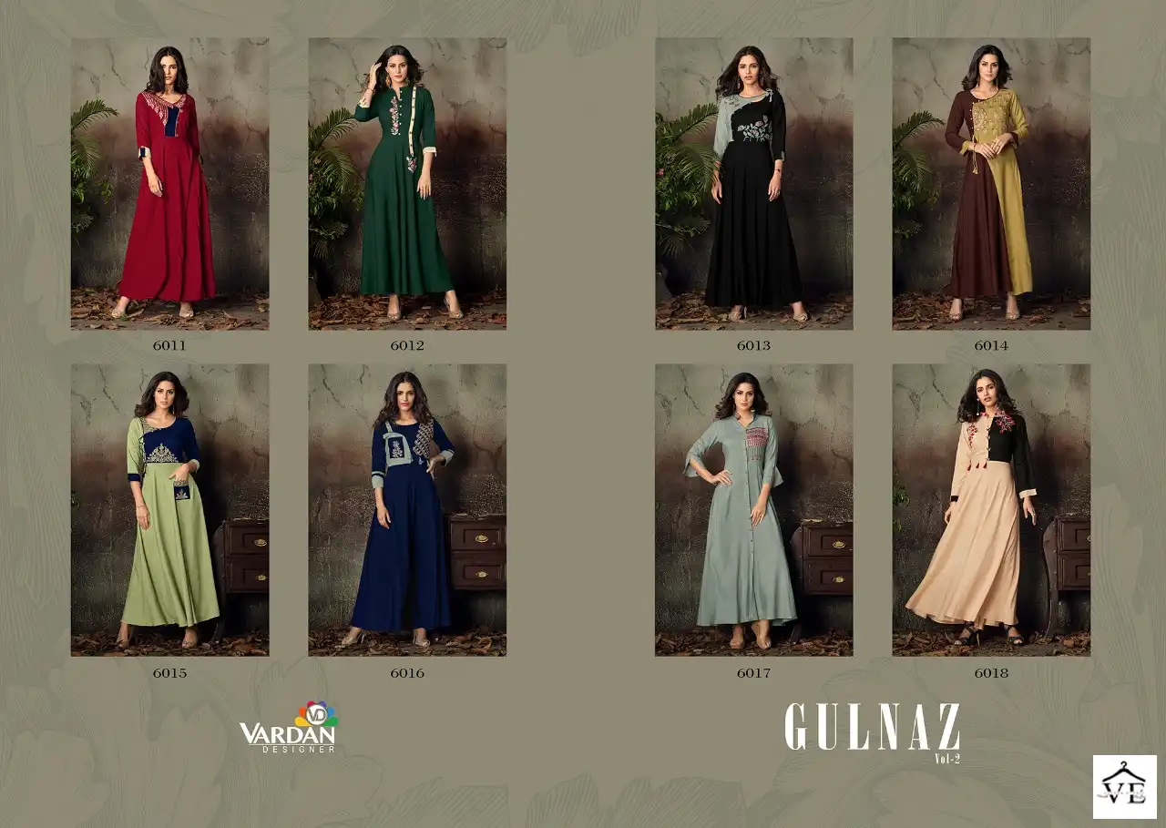 Vardan Designer Gulnaz Vol 2 14Kg Heavy Rayon Wholesale Long Kurti Catalog — Wholesale Kurtis, MPA wholesale from Surat — view 10
