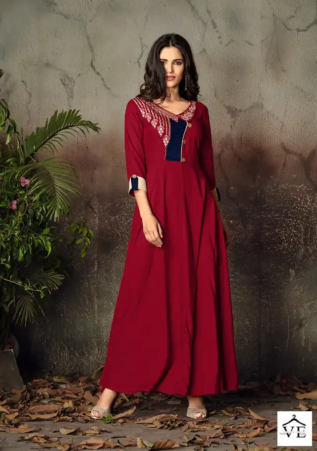 Vardan Designer Gulnaz Vol 2 14Kg Heavy Rayon Wholesale Long Kurti Catalog — Wholesale Kurtis, MPA wholesale from Surat - Gallery Image 2