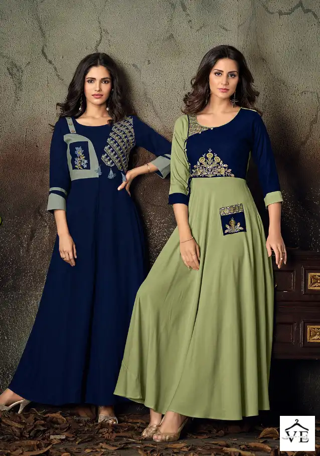 Vardan Designer Gulnaz Vol 2 14Kg Heavy Rayon Wholesale Long Kurti Catalog — Wholesale Kurtis, MPA wholesale from Surat - Gallery Image 3