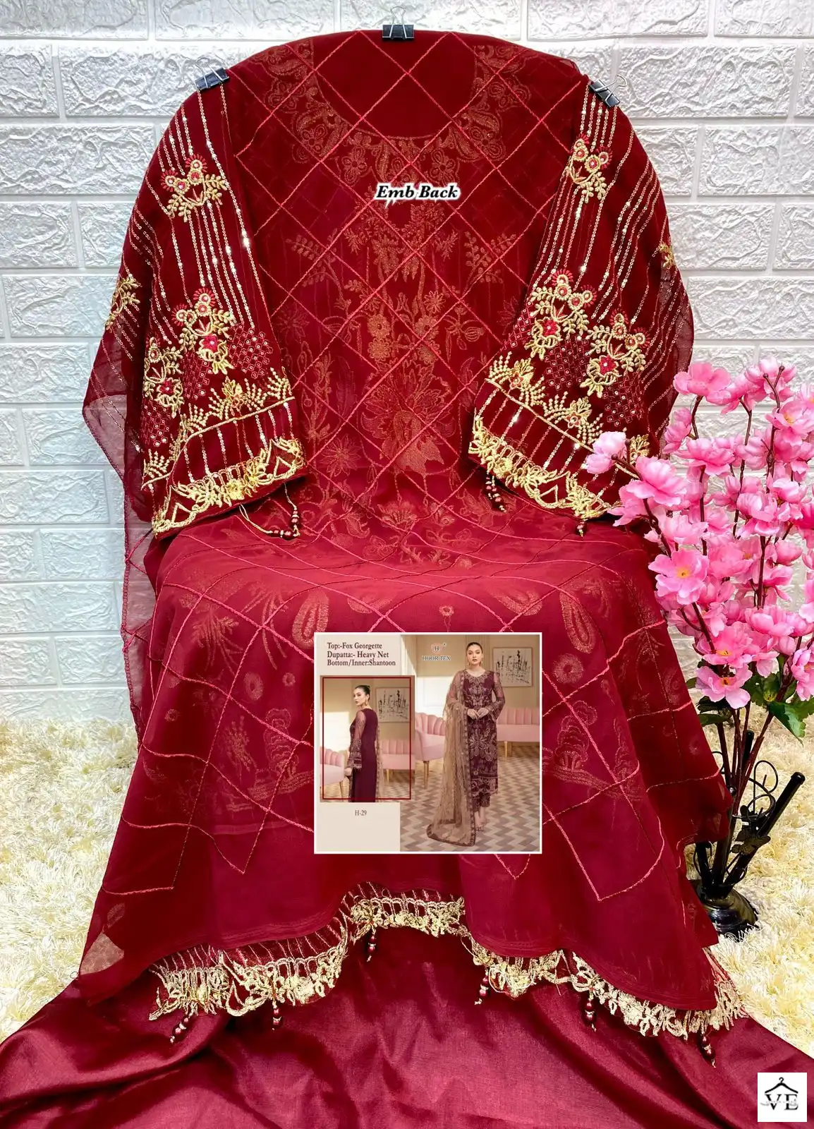 Hoor Tex H-29 Faux Georgette Wholesale Pakistani Suit — Wholesale Salwar Suits, MPA wholesale from Surat - Gallery Image 3