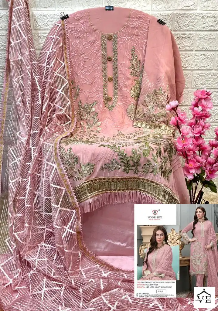 Hoor Tex H-62 Heavy Georgette Wholesale Pakistani Suit Catalog — Wholesale Salwar Suits, MPA wholesale from Surat — view 7