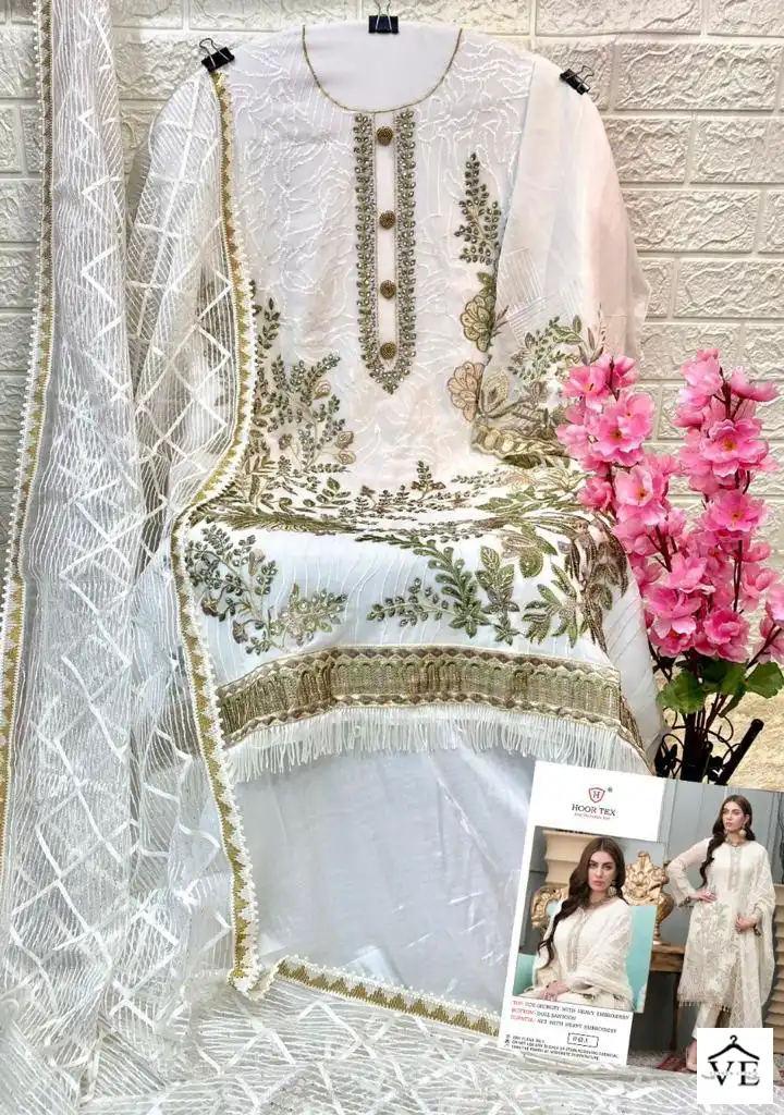 Hoor Tex H-62 Heavy Georgette Wholesale Pakistani Suit Catalog — Wholesale Salwar Suits, MPA wholesale from Surat — view 9