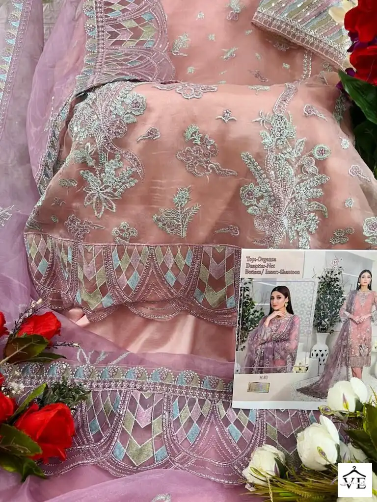 Hoor Tex H-83 Heavy Organza Wholesale Pakistani Suit — Wholesale Salwar Suits, MPA wholesale from Surat - Gallery Image 2