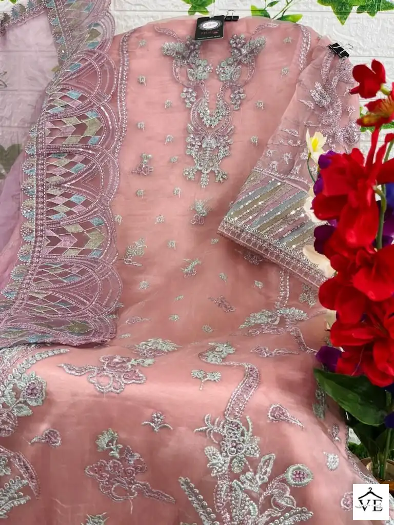 Hoor Tex H-83 Heavy Organza Wholesale Pakistani Suit — Wholesale Salwar Suits, MPA wholesale from Surat - Gallery Image 3