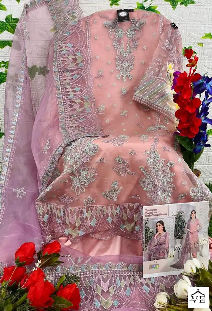 Hoor Tex H-83 Heavy Organza Wholesale Pakistani Suit — Wholesale Salwar Suits, MPA wholesale from Surat — view 4