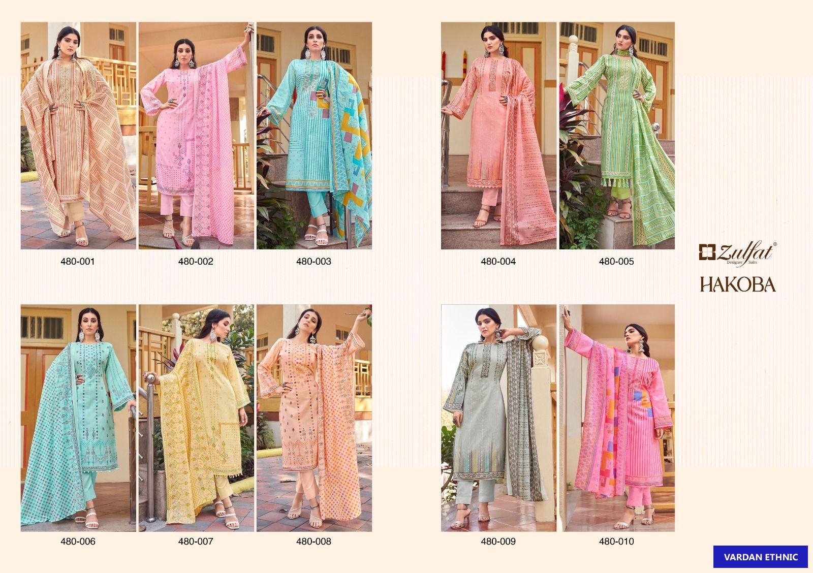 Zulfat Designer Hakoba Cotton Wholesale Pakistani Salwar Suit Catalog - Image 11