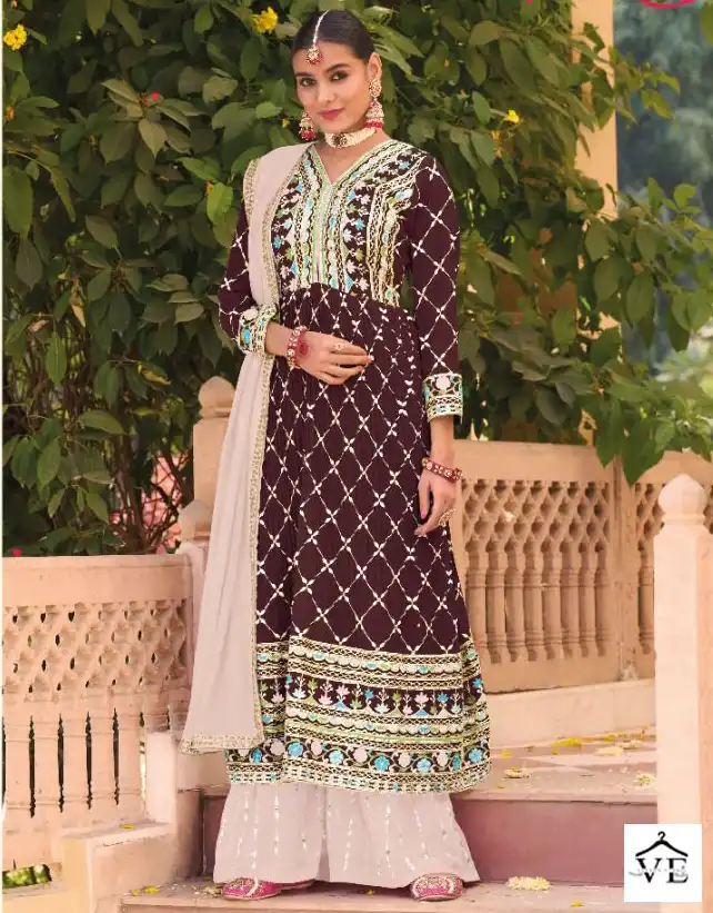 Your Choice Heerva Blooming Georgette Wholesale Nyra Cut Designer Suit Catalog — Wholesale Salwar Suits, MPA wholesale from Surat — view 1