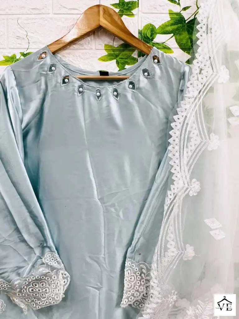 Hoor Tex HF-02 Sateen Wholesale Pakistani Suit — Wholesale Salwar Suits, MPA wholesale from Surat - Gallery Image 2
