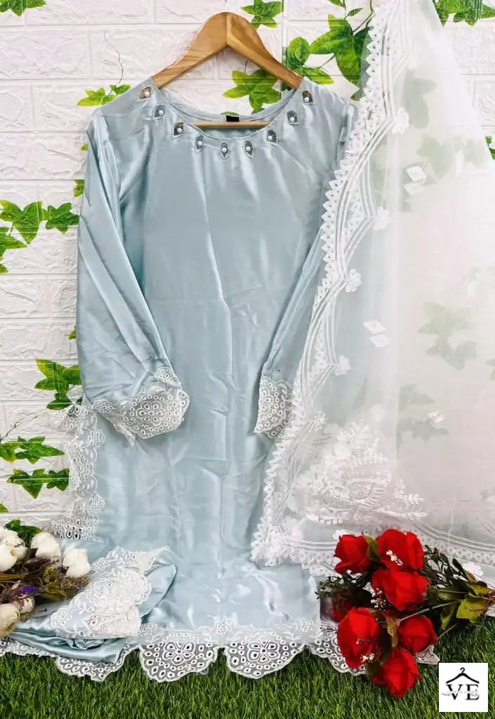 Hoor Tex HF-02 Sateen Wholesale Pakistani Suit — Wholesale Salwar Suits, MPA wholesale from Surat — view 3