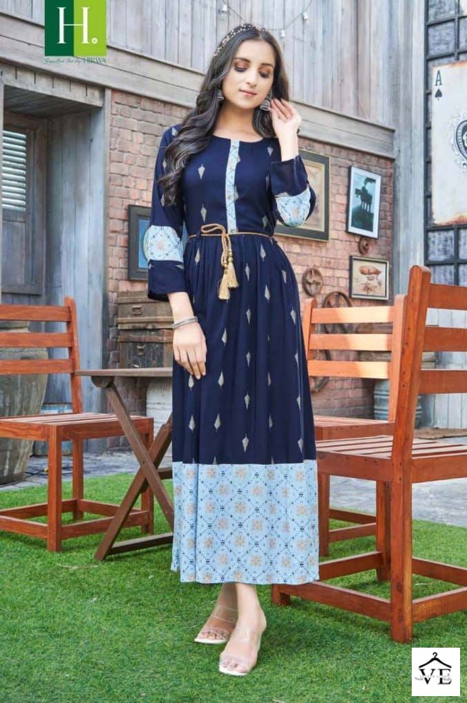 Hirwa Ikkat Vol 1 Rayon Wholesale Long Fancy Gowns Catalog — Wholesale Kurtis, MPA wholesale from Surat — view 7
