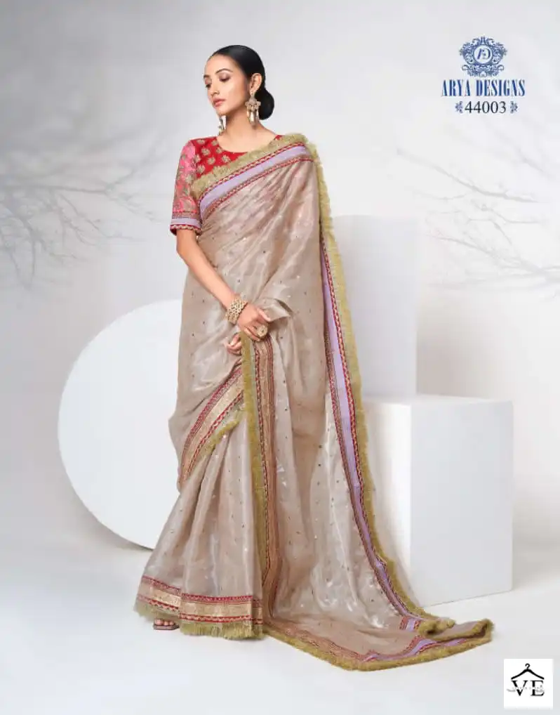 Arya Imperial Vol 9 Organza Wholesale Designer Saree Catalog — Wholesale Sarees, MPA wholesale from Surat - Gallery Image 4