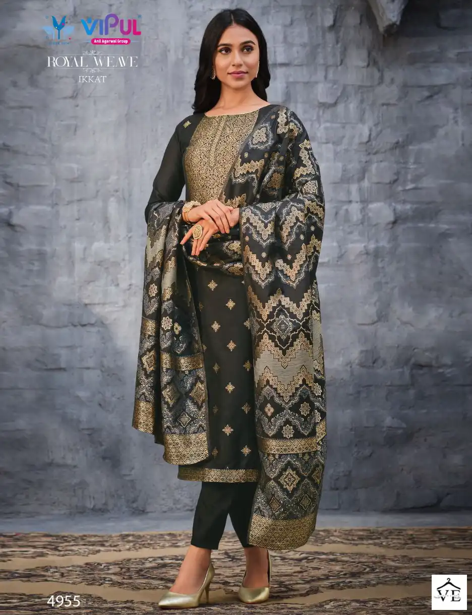 Vipul Ikkat Soft Silk Jacquard Wholesale Salwar Suit Catalog — Wholesale Salwar Suits, MPA wholesale from Surat — view 1