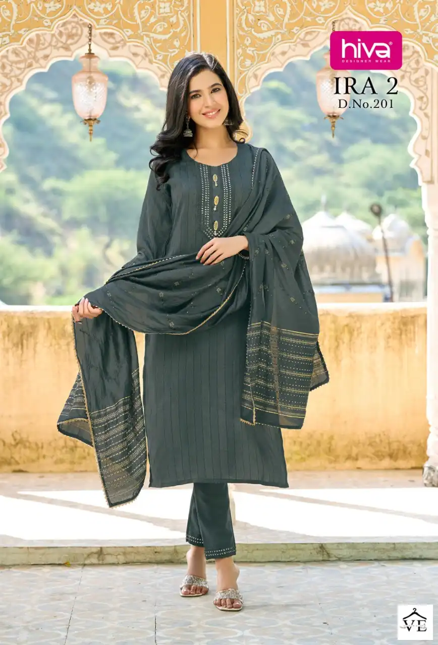 Hiva Ira 2 New Cotton Fancy Wholesale Readymade Suits Catalog — Wholesale Salwar Suits, MPA wholesale from Surat — view 3