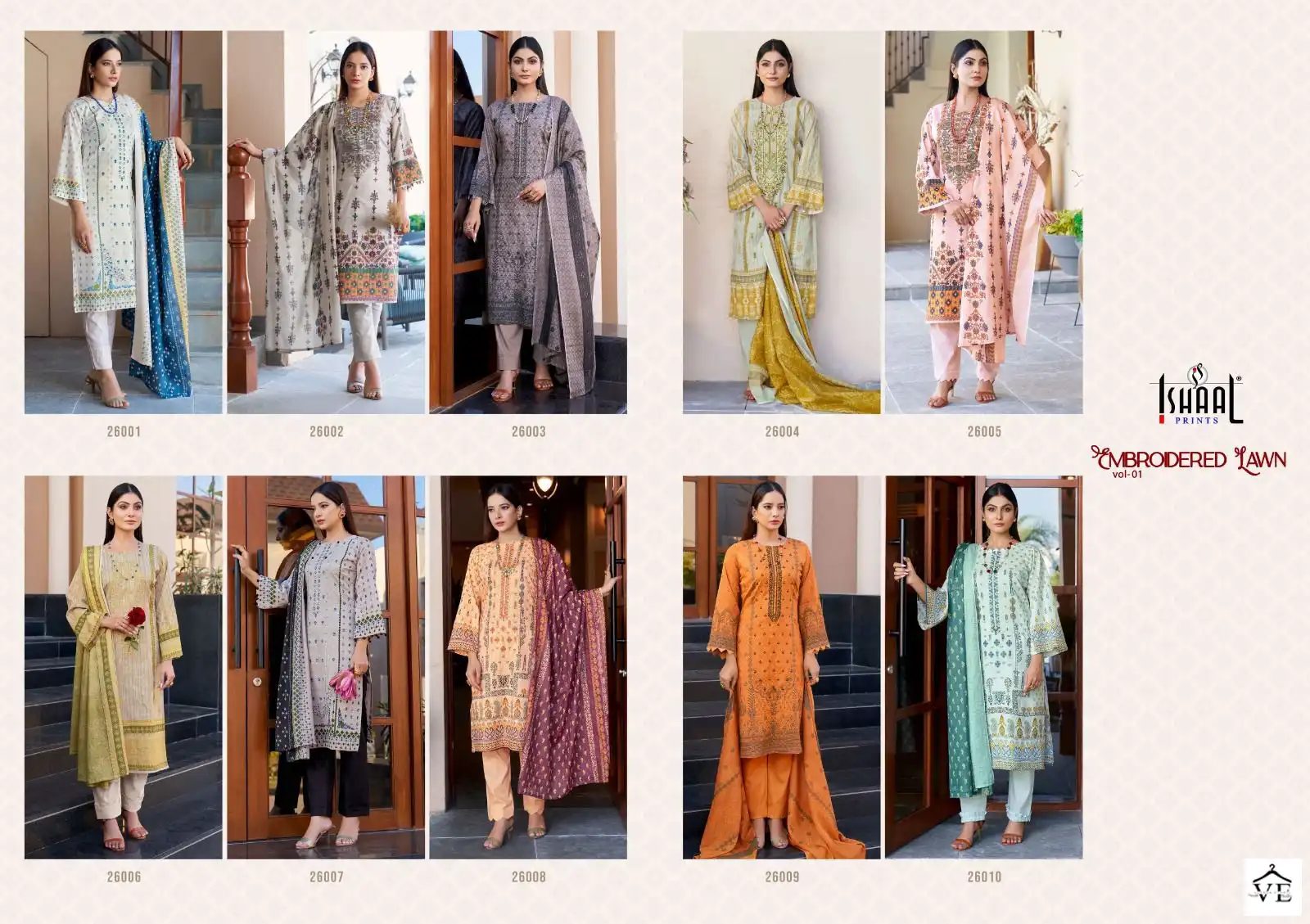 Ishaal Prints Ishaal Embroidered Vol-1 Lawn Wholesale Pakistani Salwar Suit Catalog — Wholesale Salwar Suits, MPA wholesale from Surat — view 11
