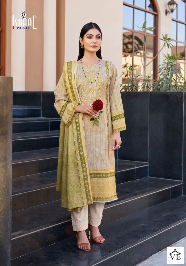 Ishaal Prints Ishaal Embroidered Vol-1 Lawn Wholesale Pakistani Salwar Suit Catalog — Wholesale Salwar Suits, MPA wholesale from Surat - Gallery Image 9