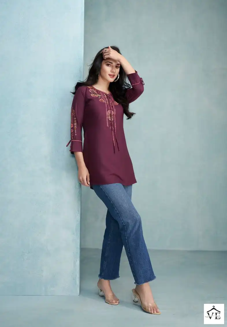 Vamika Nx Jaara Heavy Rayon Wholesale Short Top Catalog — Wholesale Kurtis, MPA wholesale from Surat - Gallery Image 3