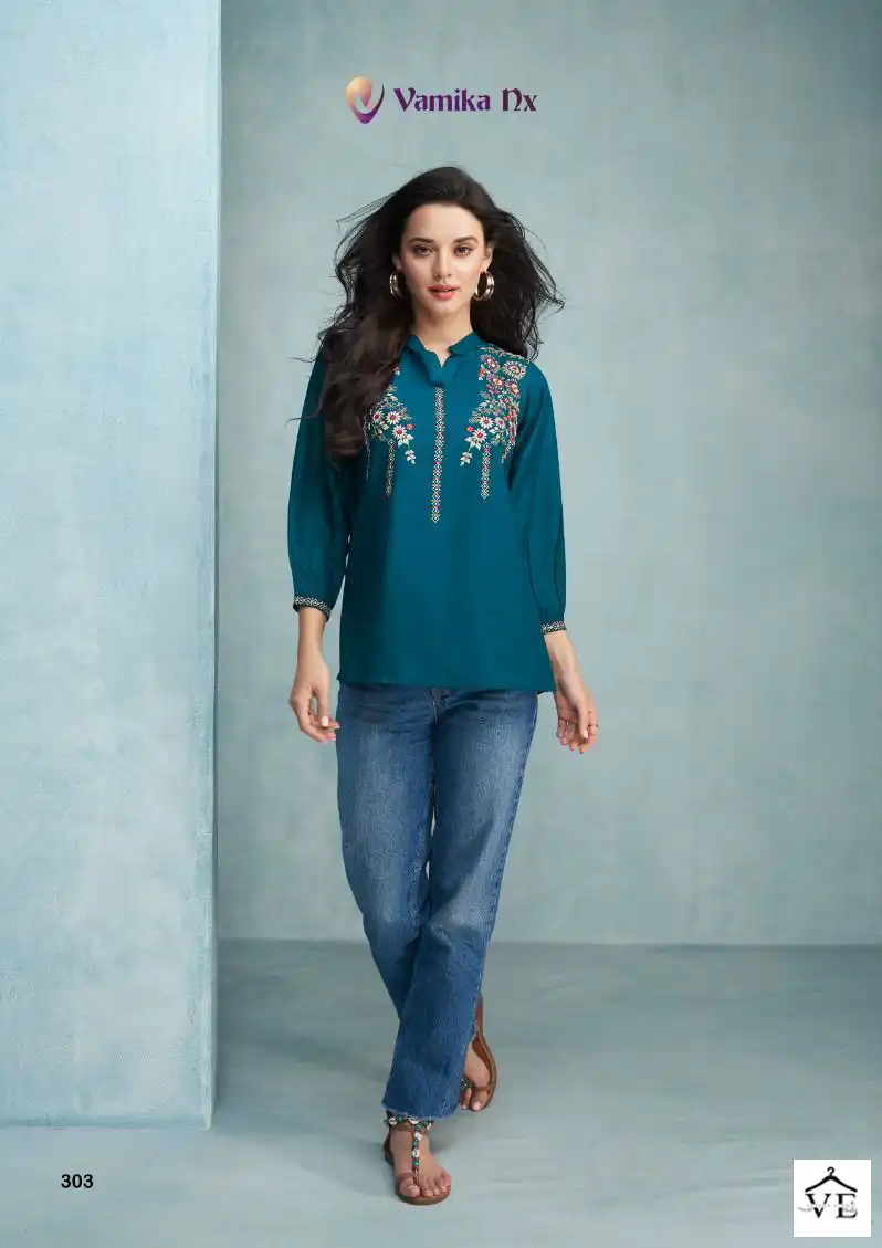Vamika Nx Jaara Heavy Rayon Wholesale Short Top Catalog — Wholesale Kurtis, MPA wholesale from Surat - Gallery Image 4