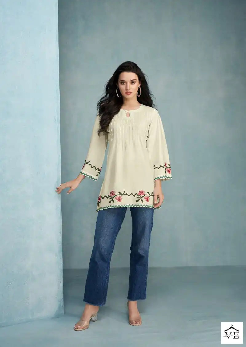Vamika Nx Jaara Heavy Rayon Wholesale Short Top Catalog — Wholesale Kurtis, MPA wholesale from Surat - Gallery Image 2