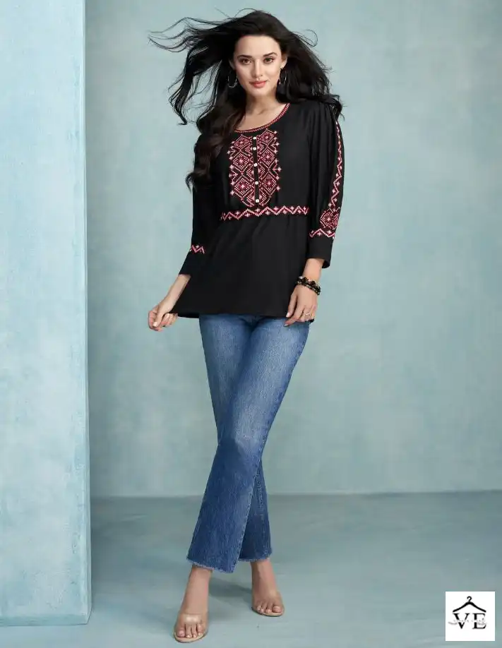 Vamika Nx Jaara Heavy Rayon Wholesale Short Top Catalog — Wholesale Kurtis, MPA wholesale from Surat — view 1